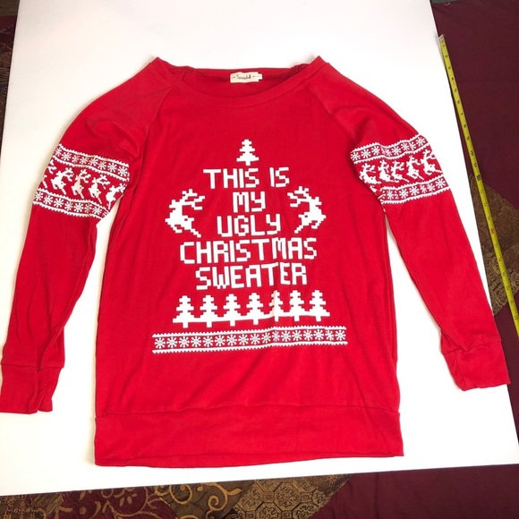 Spadehill Holiday Ugly Christmas Sweater T Shirt Red - Picture 15 of 16